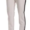 Dolce & Gabbana Women's Elegant White Stripe Wool Tapered Trousers