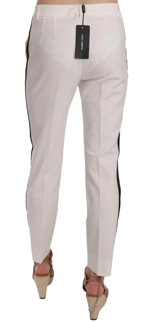 Dolce & Gabbana Women's Elegant White Stripe Wool Tapered Trousers