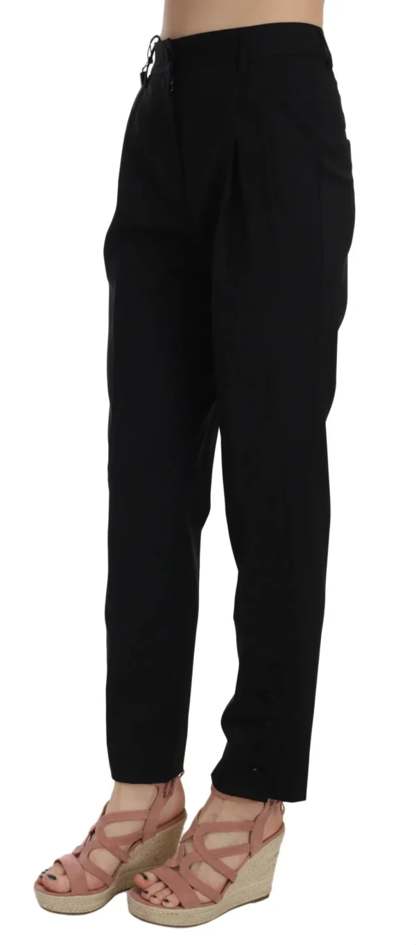 Dolce & Gabbana Women's Elegant Pleated Tapered Black Trousers