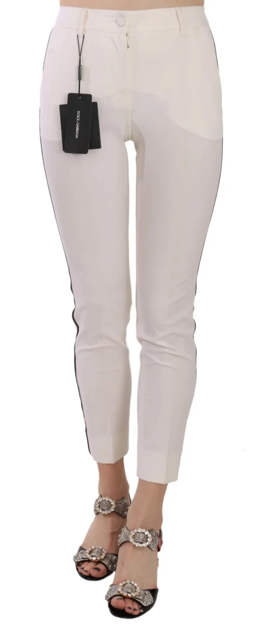 Dolce & Gabbana Women's Elegant Side Stripe Cropped Wool Trousers