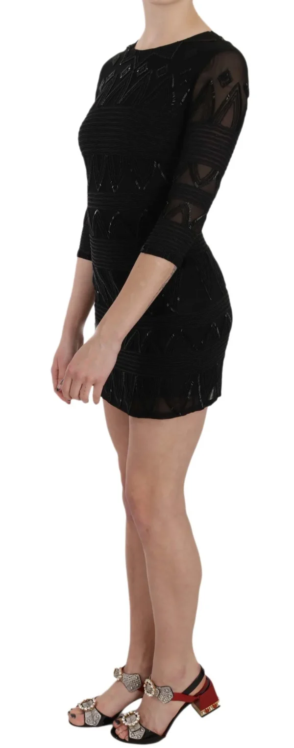 John Richmond Women's Elegant Black Silk Mini Dress with Sequins