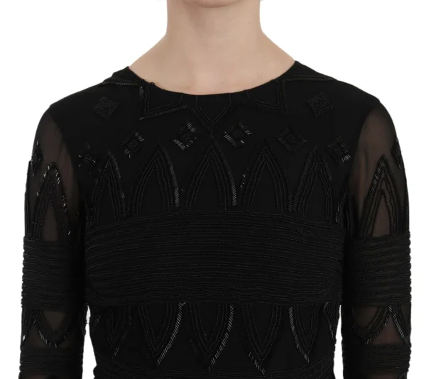 John Richmond Women's Elegant Black Silk Mini Dress with Sequins
