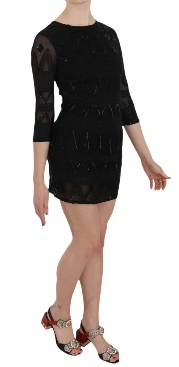 John Richmond Women's Elegant Black Silk Mini Dress with Sequins