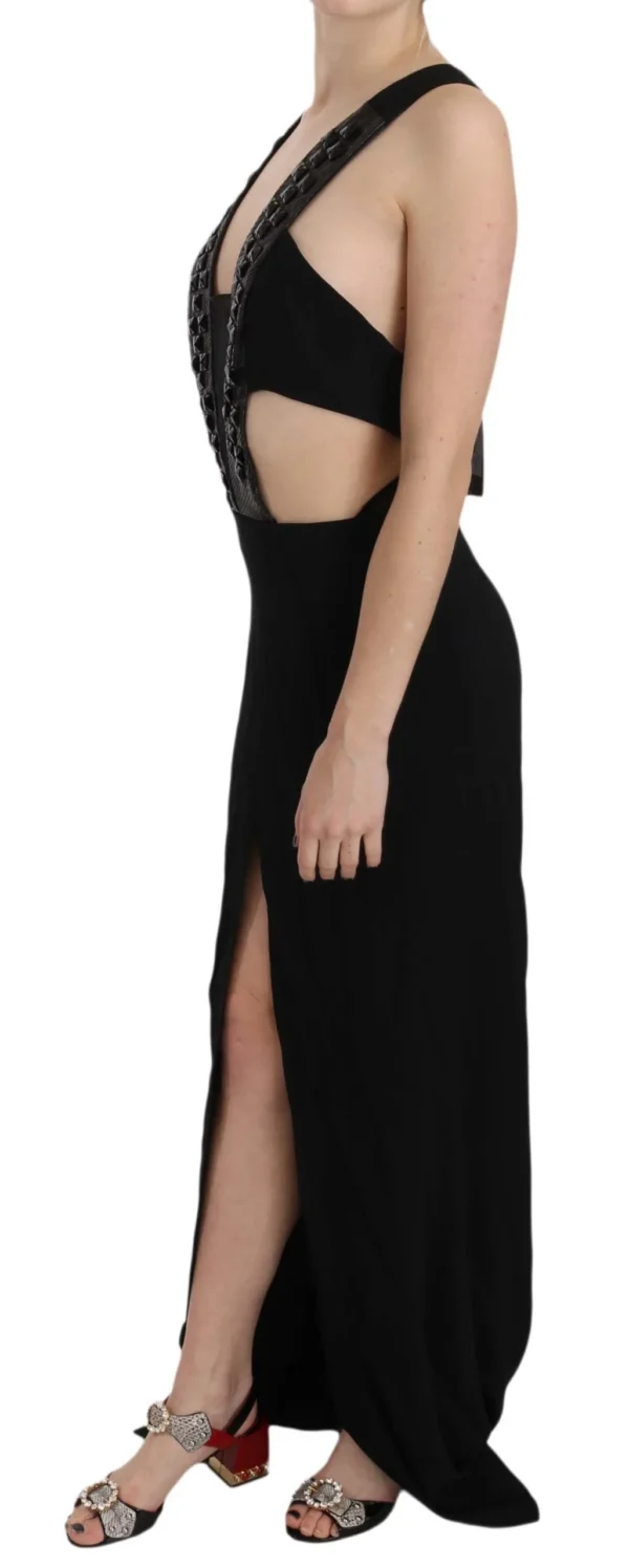 John Richmond Women's Elegant Flare Maxi Evening Dress with Crystal Accents