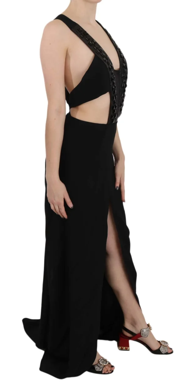 John Richmond Women's Elegant Flare Maxi Evening Dress with Crystal Accents