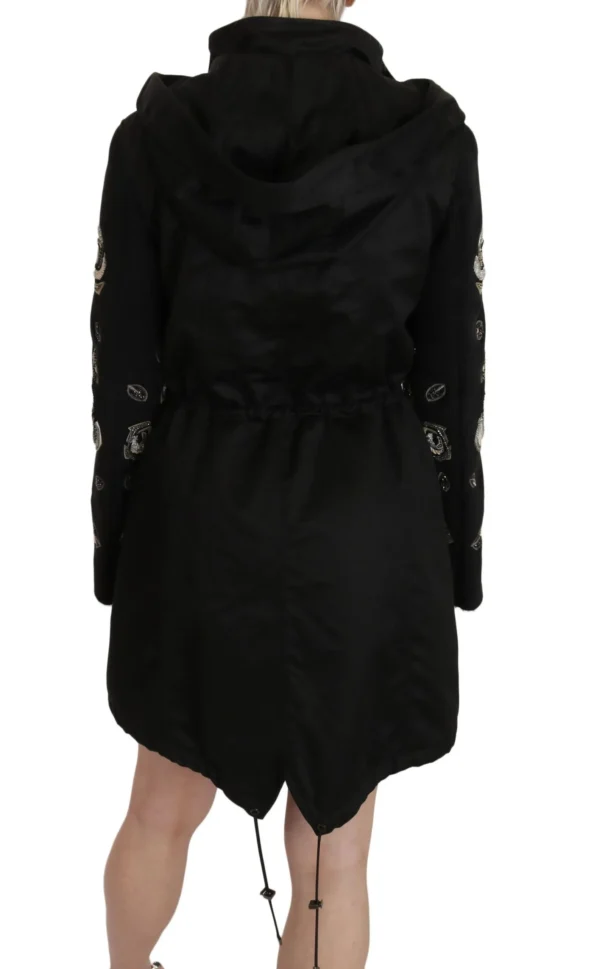 John Richmond Women's Elegant Black Beaded Parka Jacket for Women