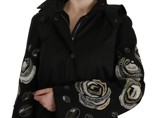 John Richmond Women's Elegant Black Beaded Parka Jacket for Women