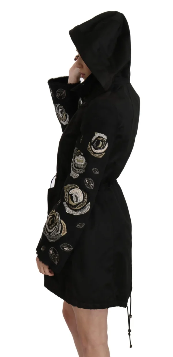John Richmond Women's Elegant Black Beaded Parka Jacket for Women