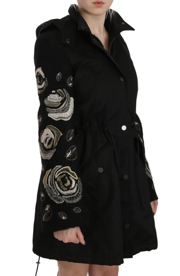 John Richmond Women's Elegant Black Beaded Parka Jacket for Women