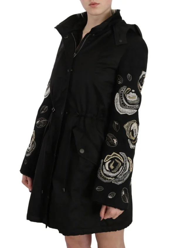 John Richmond Women's Elegant Black Beaded Parka Jacket for Women