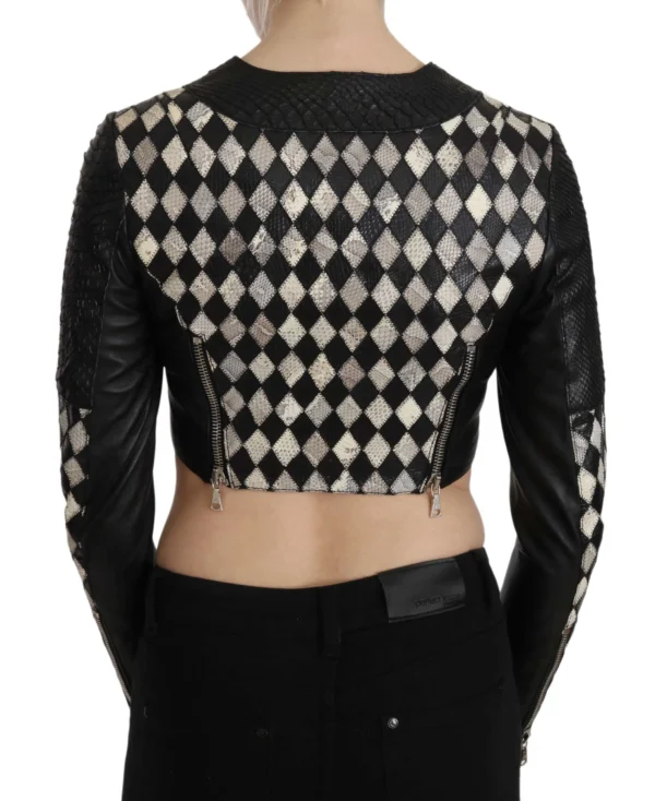 John Richmond Women's Chic Biker-Inspired Cropped Leather Jacket