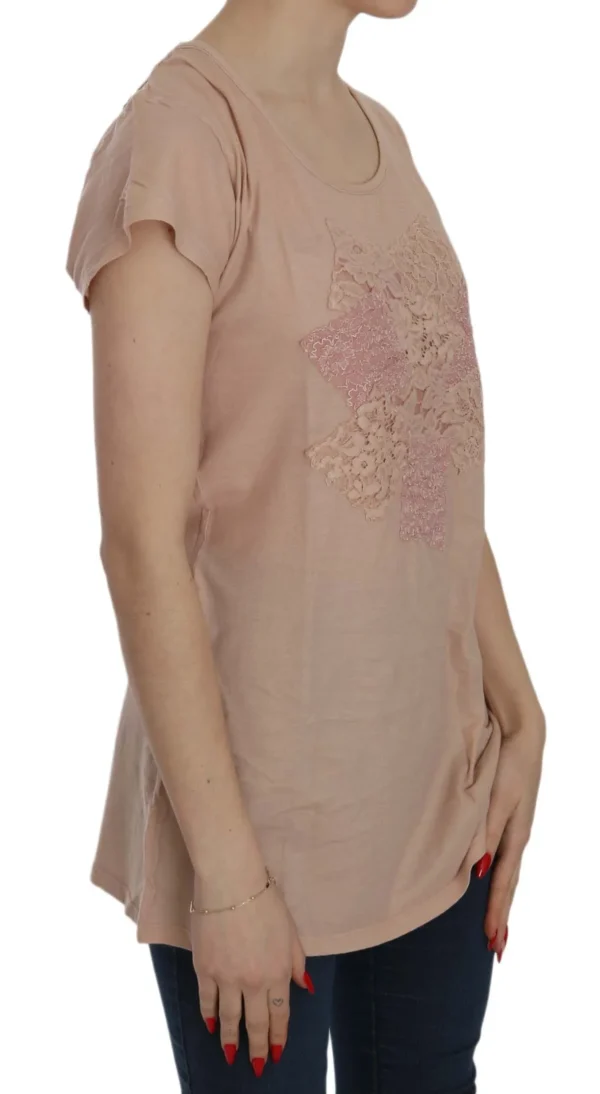 PINK MEMORIES Women's Elegant Cream Lace Round Neck Blouse