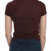 Exte Women's Chic Brown Hearts Print Crew Neck Blouse