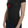 Exte Women's Black Hearts Print Crew Neck Blouse
