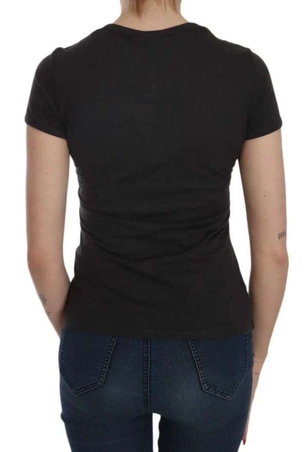 Exte Women's Black Hearts Print Crew Neck Blouse