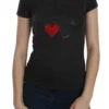 Exte Women's Black Hearts Print Crew Neck Blouse