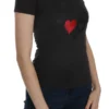 Exte Women's Black Hearts Print Crew Neck Blouse