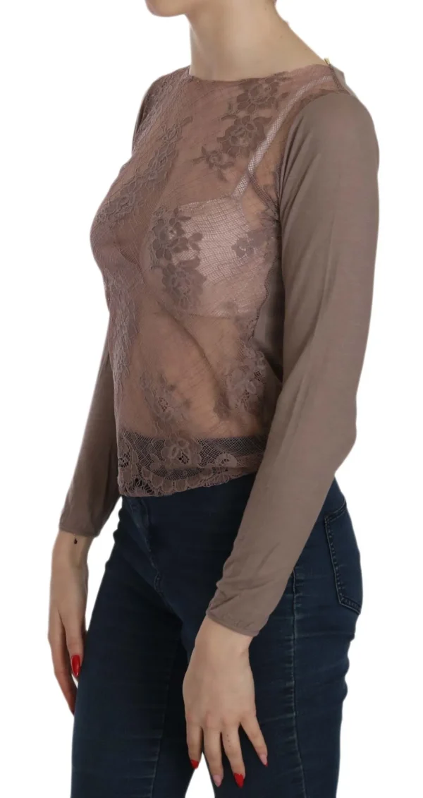 PINK MEMORIES Women's Boat Neck Cotton Lace Blouse