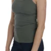 PINK MEMORIES Women's Elegant Round Neck Sleeveless Green Cotton Blouse