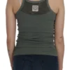 PINK MEMORIES Women's Elegant Round Neck Sleeveless Green Cotton Blouse