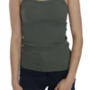 PINK MEMORIES Women's Elegant Round Neck Sleeveless Green Cotton Blouse