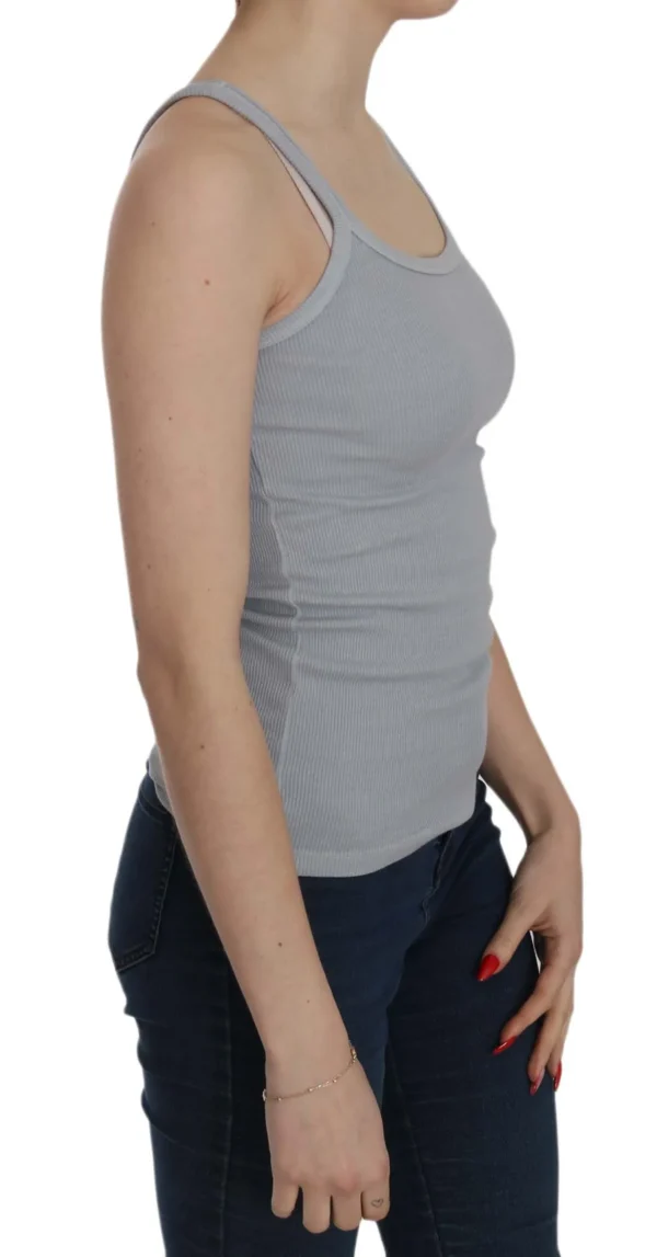 PINK MEMORIES Women's Elegant Sleeveless Light Gray Cotton Blouse