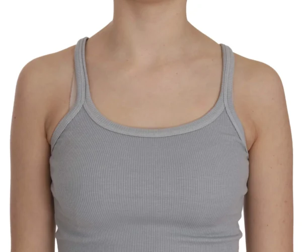 PINK MEMORIES Women's Elegant Sleeveless Light Gray Cotton Blouse