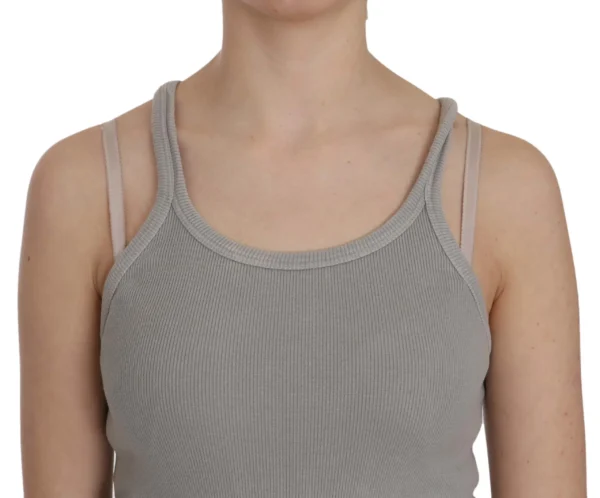 PINK MEMORIES Women's Elegant Sleeveless Grey Cotton Blouse