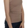 PINK MEMORIES Women's Chic Brown Sleeveless Spaghetti Strap Top