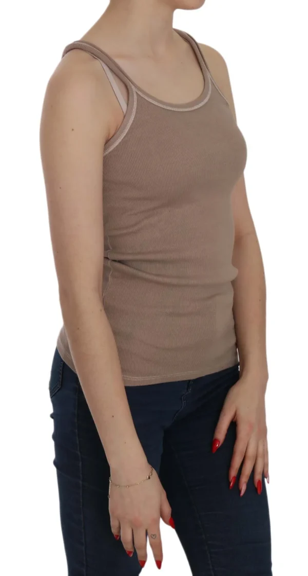 PINK MEMORIES Women's Chic Brown Sleeveless Spaghetti Strap Top