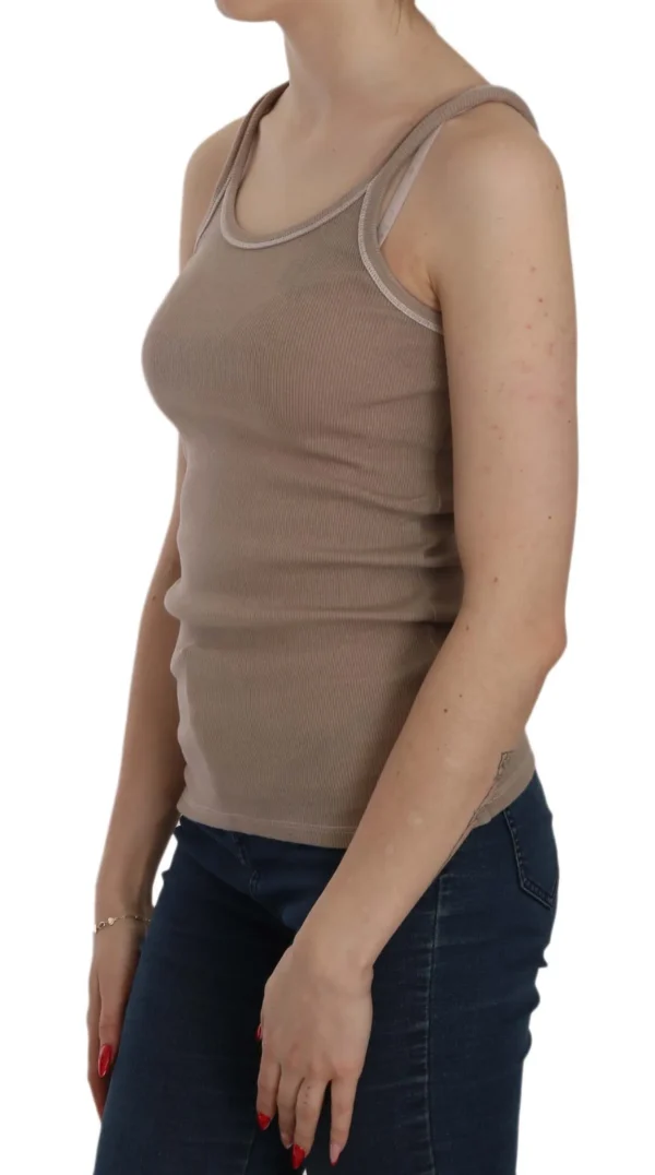 PINK MEMORIES Women's Chic Brown Sleeveless Spaghetti Strap Top