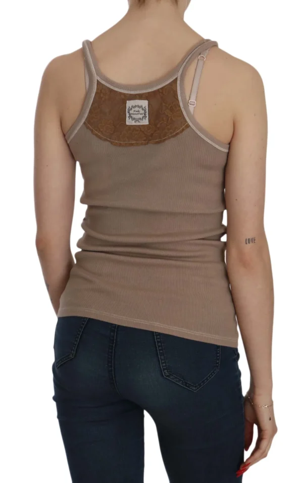 PINK MEMORIES Women's Chic Brown Sleeveless Spaghetti Strap Top