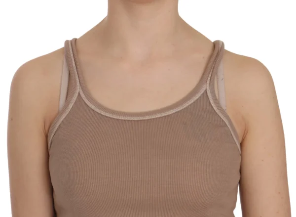 PINK MEMORIES Women's Chic Brown Sleeveless Spaghetti Strap Top