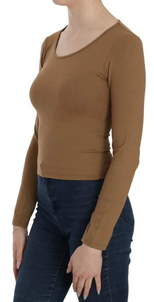 GF Ferre Women's Elegant Brown Fitted Blouse for Sophisticated Evenings