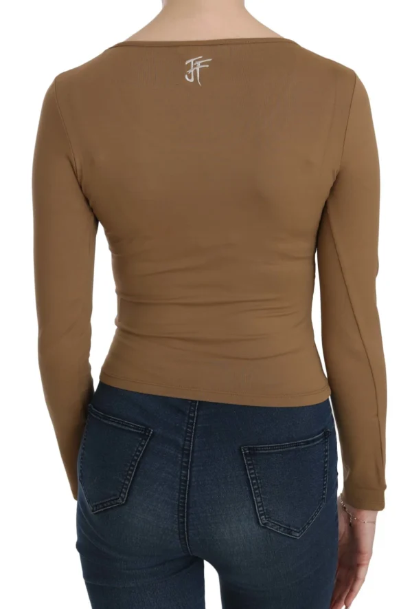 GF Ferre Women's Elegant Brown Fitted Blouse for Sophisticated Evenings