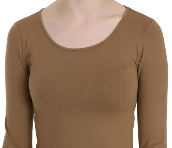 GF Ferre Women's Elegant Brown Fitted Blouse for Sophisticated Evenings