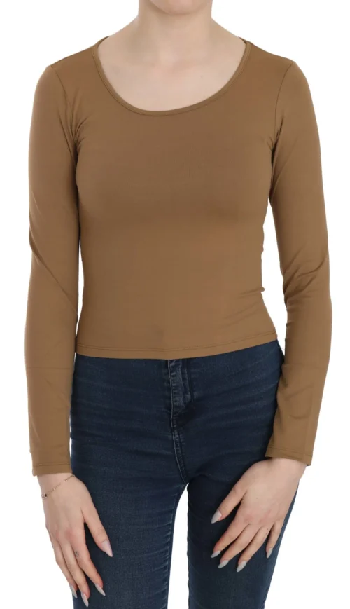 GF Ferre Women's Elegant Brown Fitted Blouse for Sophisticated Evenings