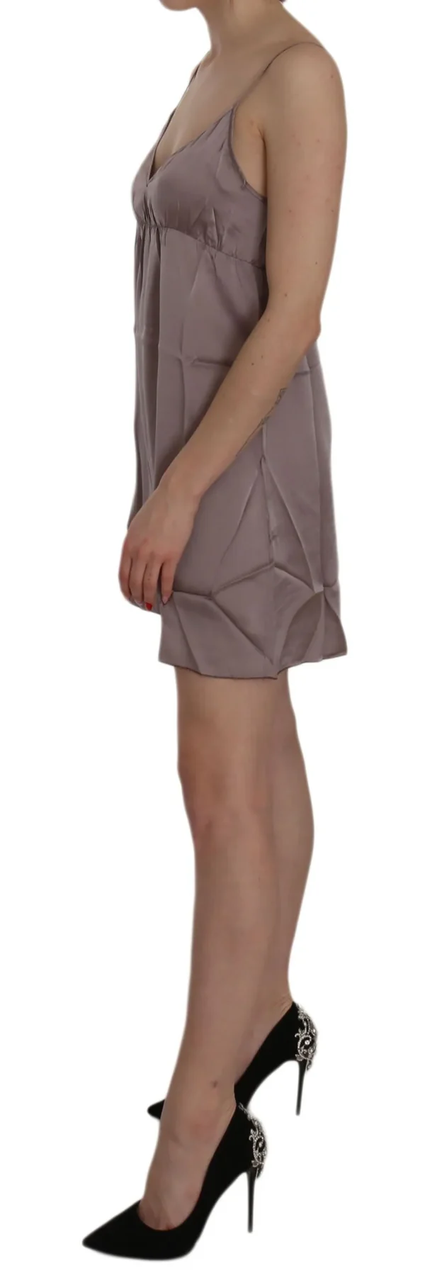PINK MEMORIES Women's Elegant Spaghetti Strap Silk Mini Dress