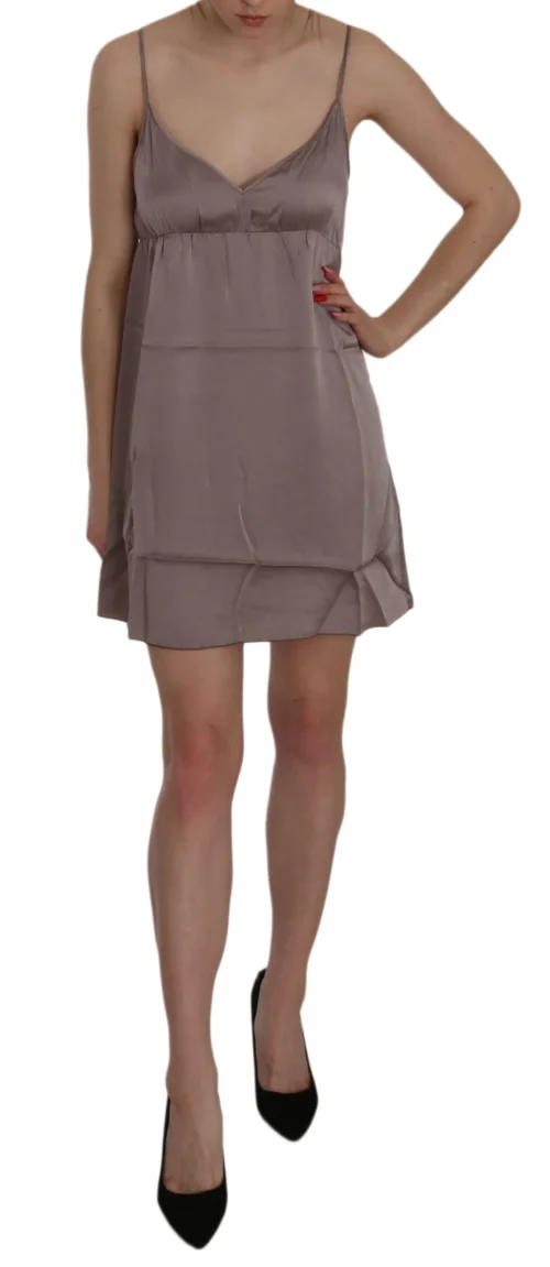 PINK MEMORIES Women's Elegant Spaghetti Strap Silk Mini Dress