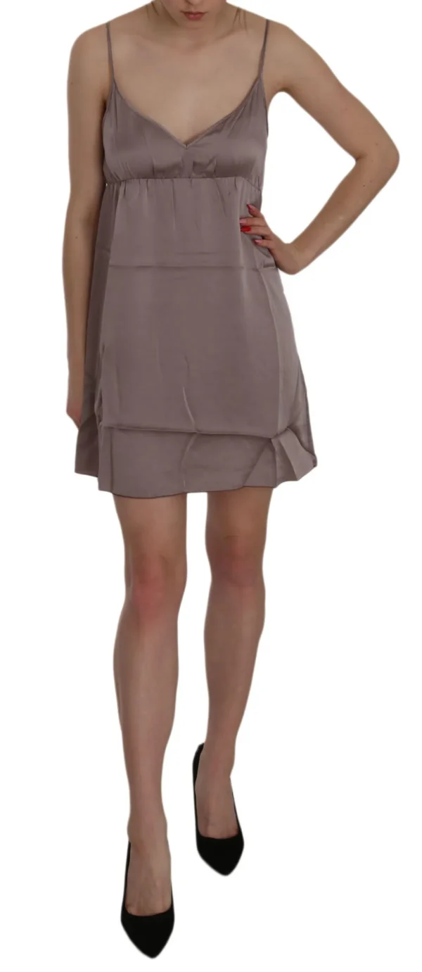 PINK MEMORIES Women's Elegant Spaghetti Strap Silk Mini Dress