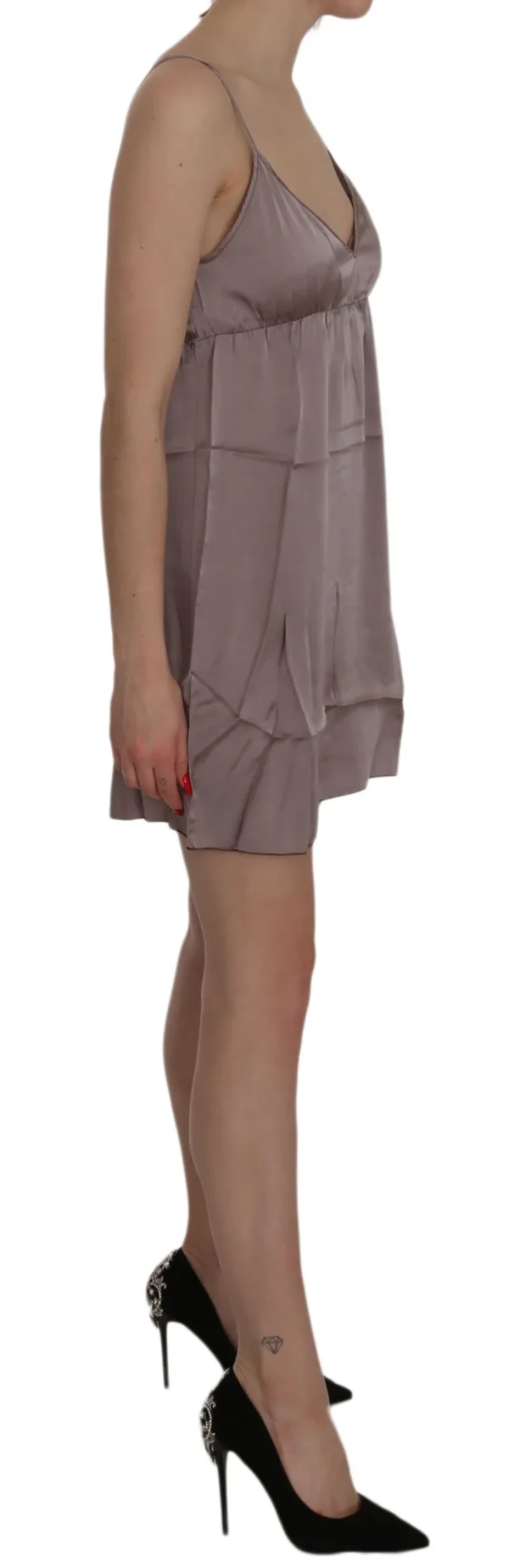 PINK MEMORIES Women's Elegant Spaghetti Strap Silk Mini Dress