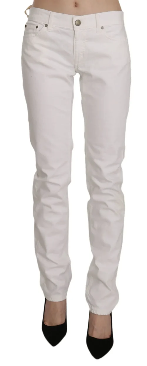 Dondup Women's Chic White Skinny Cotton Blend Pants