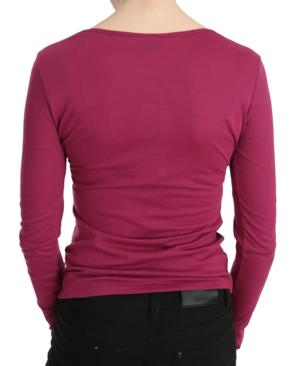 Exte Women's Elegant Pink Crystal Embellished Long Sleeve Top