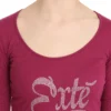 Exte Women's Elegant Pink Crystal Embellished Long Sleeve Top