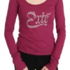Exte Women's Elegant Pink Crystal Embellished Long Sleeve Top