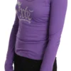 Exte Women's Elegant Purple Crystal Embellished Long Sleeve Top