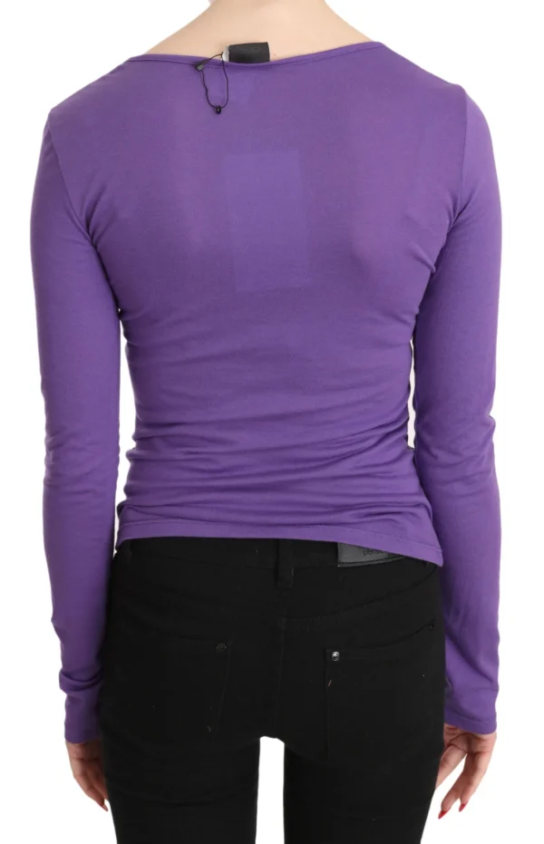 Exte Women's Elegant Purple Crystal Embellished Long Sleeve Top