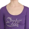 Exte Women's Elegant Purple Crystal Embellished Long Sleeve Top
