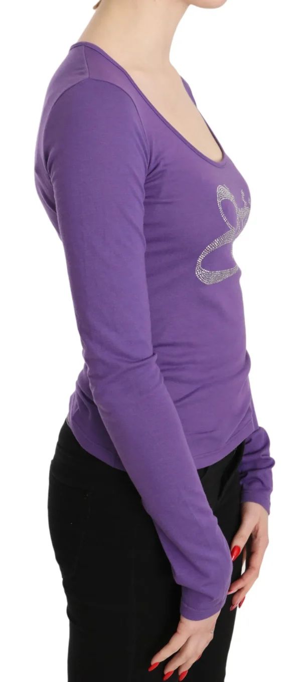 Exte Women's Elegant Purple Crystal Embellished Long Sleeve Top