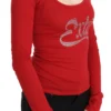 Exte Women's Red Crystal Embellished Long Sleeve Top